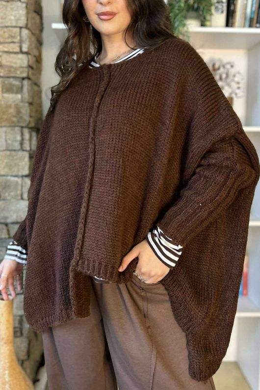 Inside Out Oversized Grunge Knit Chocolate